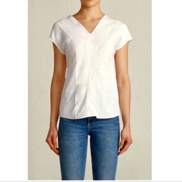 Helmut Lang Asymmetric Linen Top Optic White Size 2 NWT - Picture 1 of 5